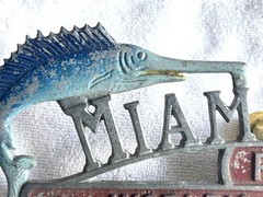 Vintage Art Deco Miami Beach Worlds Playground License Plate Topper 1950’s