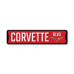 Chevy Corvette Blvd Metal Sign Chevrolet Automotive Car Man Cave Sports