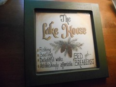 Rustic/Woodsy “THE LAKE HOUSE BED & BREAKFAST” Signed “LIBBY” Framed Print/Sign