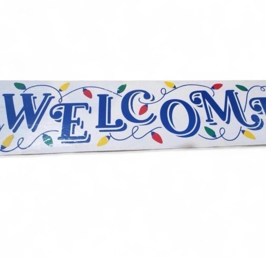 Holiday Rectangular Welcome Sign For Hanging or Leaning