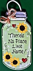 MASON JAR There’s No Place Like Home SIGN Wall Art Hanger Door Country Plaque