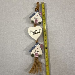 VTG Home Sweet Home 3 Pcs Wooden Wall Decor Houses Heart Rustic Country 1980s