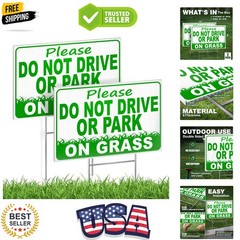 2-Pack Do Not Drive or Park on Grass Yard Sign, Keep Off Grass Sign 12×8 Doub…