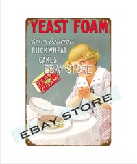 Yeast Foam cute girl retro tin sign room collectible antique-style plaque