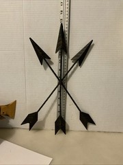 3-Arrow Decor Native American Style Metal w/ Bronze Accents 15” T x 10.5” W