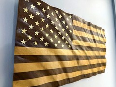 Handmade Walnut & Figured Maple American Flag Wall Art Wavy Wood Flag