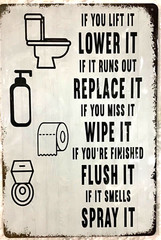 TIN SIGN 8×12 Funny restroom toilet rules restroom mom mother wife children C63