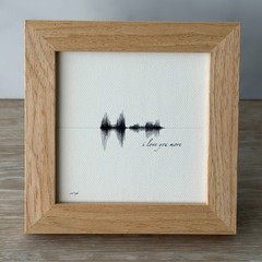 I Love You More Soundwave Framed Canvas 4 x 4 in Black White Minimalist Rustic