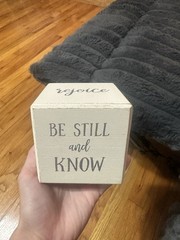 Eccolo Wood Inspirational Religious Quote Block Plaque Freestanding White Gray