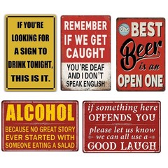 Colorful Rectangular Metal Tin Signs – Set of 5