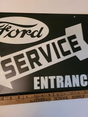 Ford Service Entrance Classic Replica Handmade Scrap Metal Art Sign 11×16 Decor