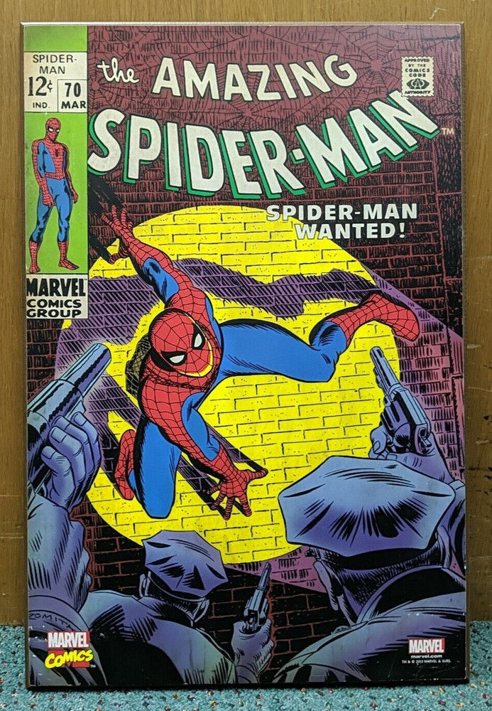 Amazing Spider Man #70 Wooden Wall Plaque 13”x19” Used Spider Man Wanted