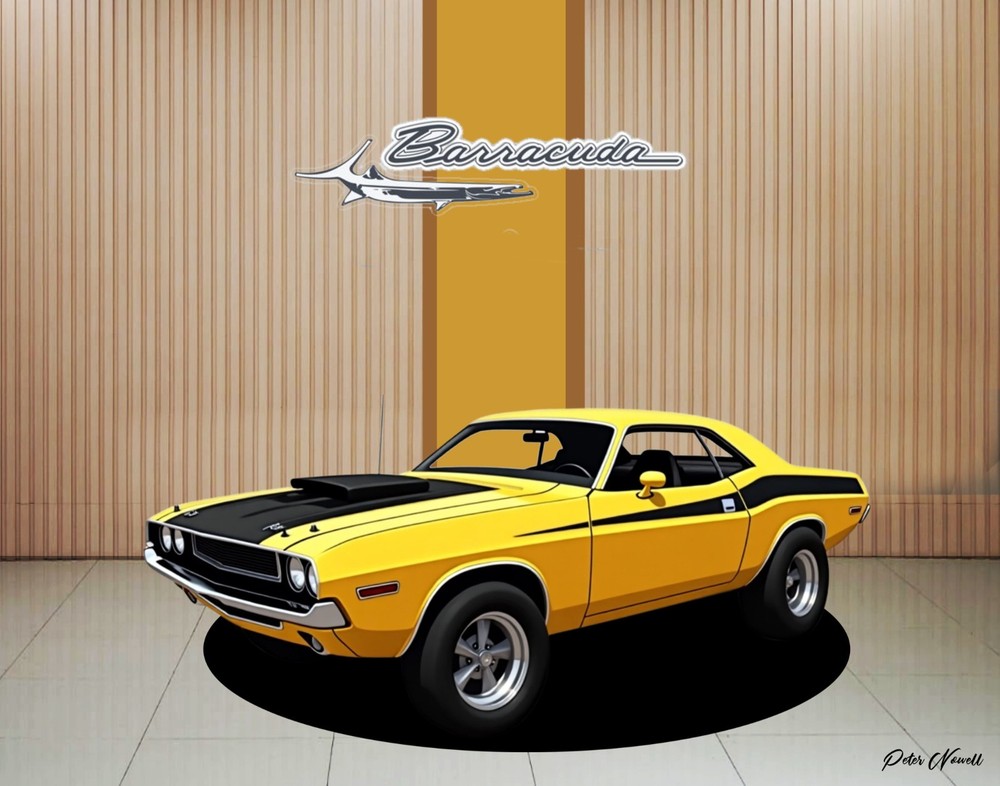 1970s Barracuda Car Art Choice Of Photo, Tin Sign, Mouse Pad or Framed