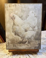 Chicken, White Hen, Neutral Farmhouse Cottage, Handcrafted Plaque / Sign