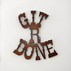 Rustic Metal Git R Done Sign – Western Barn Decor, Country Ranch 11.25” x 9”