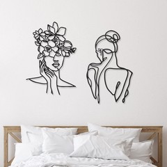 2 Pcs Metal Minimalist Wall Art – Abstract Woman Modern Wall Decor – Female B…