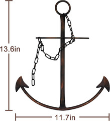 Nautical Anchor Wall Decor, Antique Metal Anchor Art Wall Decor with Chain for B