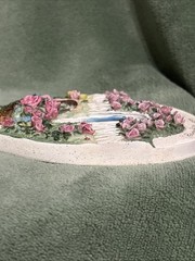 D. Morgan Signed Mixed Medium Floral Painting 3D On Textured Stone Wall Plaque