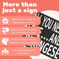 JennyGems All You Need is Love and a Pekingese Sign, Pekingese Gifts for Dog Mom