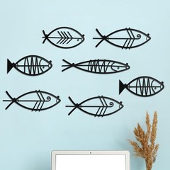 7 Pcs Metal Fish Wall Decor Art Beach Nautical Coastal Wall Decor Modern Summer