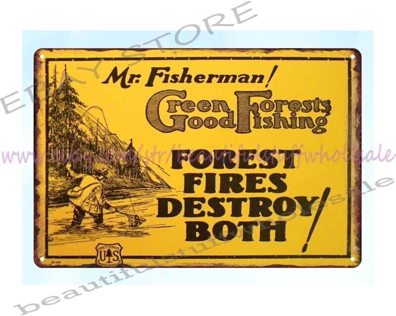 MR FISHERMAN FLY FISHING metal tin sign unframed home decor