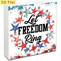 Let Freedom Ring USA Star Wooden Box Sign 4th of July Patriotic Rustic Decor