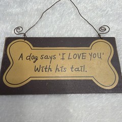 Love Dogs Themed Wooden Signs Home Decor Lot Of 2 Paw prints & Tail Wag