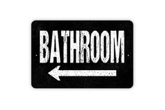 Bathroom Sign with Arrow – Restroom Washroom Toilet Door Wall Decor