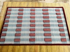Modern 3D Tufted Area Rug Blue and Red Geometric Checkerboard Carpet Home Decor