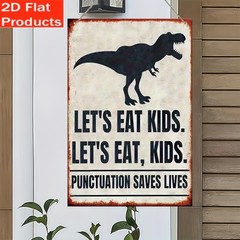 Vintage Wooden Sign Let’S Eat Aluminum Sign Decorative Plaque Square