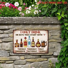 Funny Alcoholic Drinks Quote Vintage Metal Sign Humorous Bar Kitchen Wall Decor
