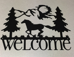 Large Horse Welcome Sign Metal Art 23″x16″ Western CHOOSE YOUR COLOR