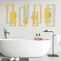 Large 4 Pieces Gold Metal Wall Arts,16.5 x 7 inch Modern Geometric Decor Hang…