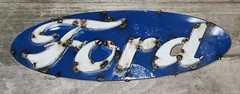 *Recycled Tin Metal OVAL FORD Sign Gas Oil Garage Man Cave Home Decor