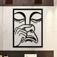 Black Metal “Smells Bad” Funny Bathroom Wall Art|Humorous Pinching Nose Decor