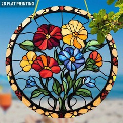Bohemian Floral Sun Catcher Round Acrylic Hanging Decor Home Decor