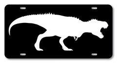 T-Rex Dinosaur Black White License Plate Funny Jurassic Car Tag Decor