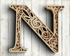 Stunning Layered Floral Alphabet Letter N design, featuring a beautiful fusion