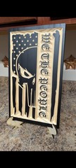 Punisher skull american flag Plaque sign Man cave