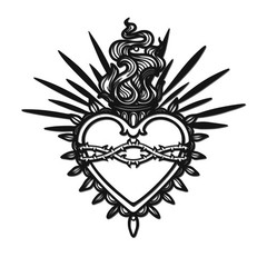 13″ × 12.6″ Matte Black Sacred Heart Metal Wall Art – Catholic Art, Milagro H…
