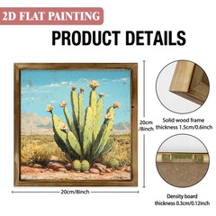 Wooden Plaque Vintage Saguaro Cactus Desert Floral Southwest Home Decor Gift