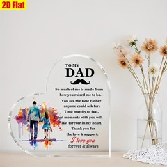 Heart Acrylic Plaque Watercolor Splash Father Daughter Walk Mustache Dad Gift