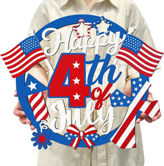 4Th of July Independence Day Decorations Happy 4Th of July Wooden Sign Patriotic