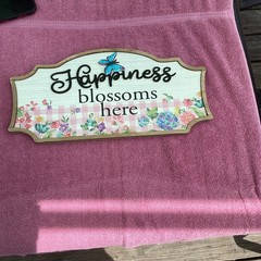 The Pioneer Woman Happiness Blossoms Here Wood Floral Wall Plaque 10×4″