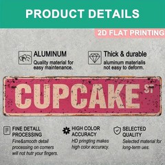 Cupcake ST Distressed Vintage Metal Sign Bakery Cafe Wall Decoration Tin Plaque