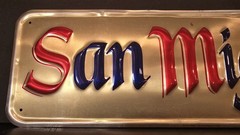 Vintage 1970s San Miguel Beer Metal Tin Advertising Sign Decor 18×6 Breweriana