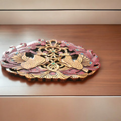 Peacock Wall Decor Ornate with Mirror Background, VTG Wall Decor Wall Art (M2)