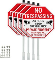 Reflective Video Surveillance Sign – 12″x12″, 4-Pack