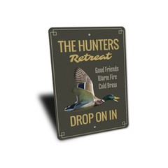 Hunters Retreat Sign, Duck Hunter, Duck Lover Aluminum Metal Decor Sign