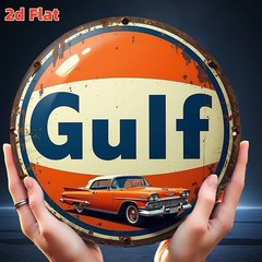 Antique Gulf Oil Tin Metal Sign Memories of The Golden Age of Racing 8×8